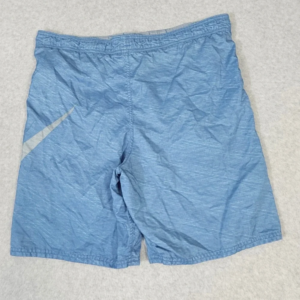 Nike Mens Blue Heathered Swim Trunks Large Swoosh Logo Board Shorts Size S